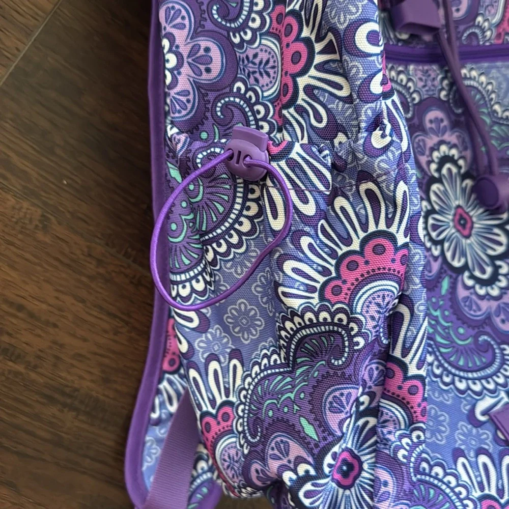 VERA BRADLEY BACKPACK LARGE PURPLE PINK WHITE FLORAL MEDALLION PRINT WHIMSY NWOT